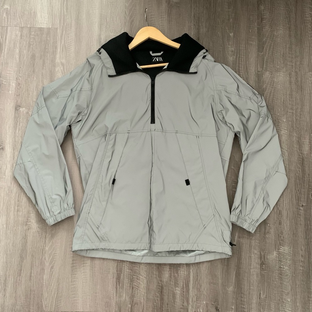 Zara zip up hoodie size M silver